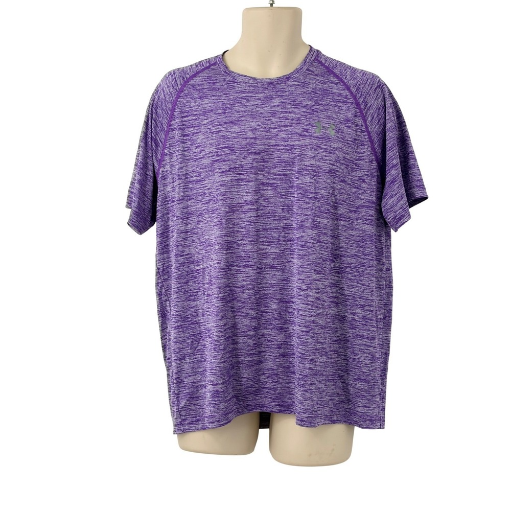 Under Armour HeatGear Mens Purple Loose Fit Space Dye Training Shirt Size Large